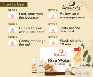 Natural’s Care Rice Facial Kit with Rice Water 335gm | 6 Step Home Facial Kit for Fresh Soft Skin | Suitable for All Skin Types | Rice Water Facial Kit for Glow & Brightening thumbnail 2