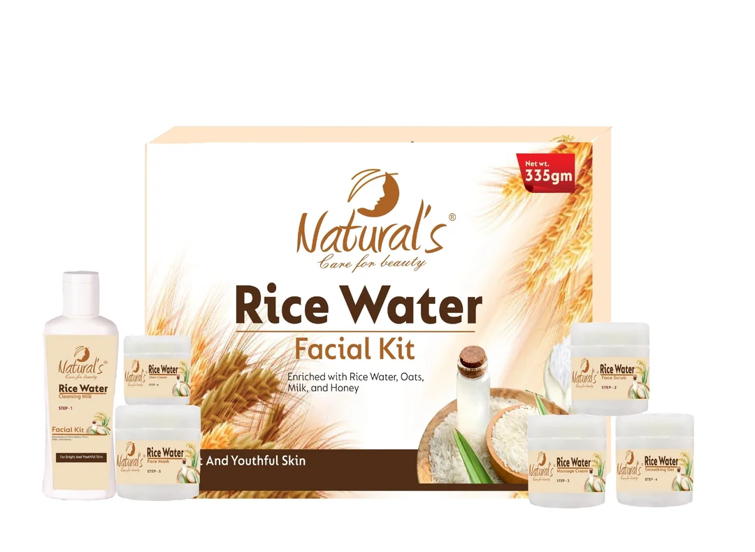 Natural’s Care Rice Facial Kit with Rice Water 335gm | 6 Step Home Facial Kit for Fresh Soft Skin | Suitable for All Skin Types | Rice Water Facial Kit for Glow & Brightening image 1