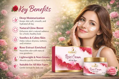 Natural’s Care For Beauty Rose Cream 100GM |Moisturising Skin Cream for All Skin Types, Rose Extract Hydrating Face Cream for Daily Use thumbnail 4