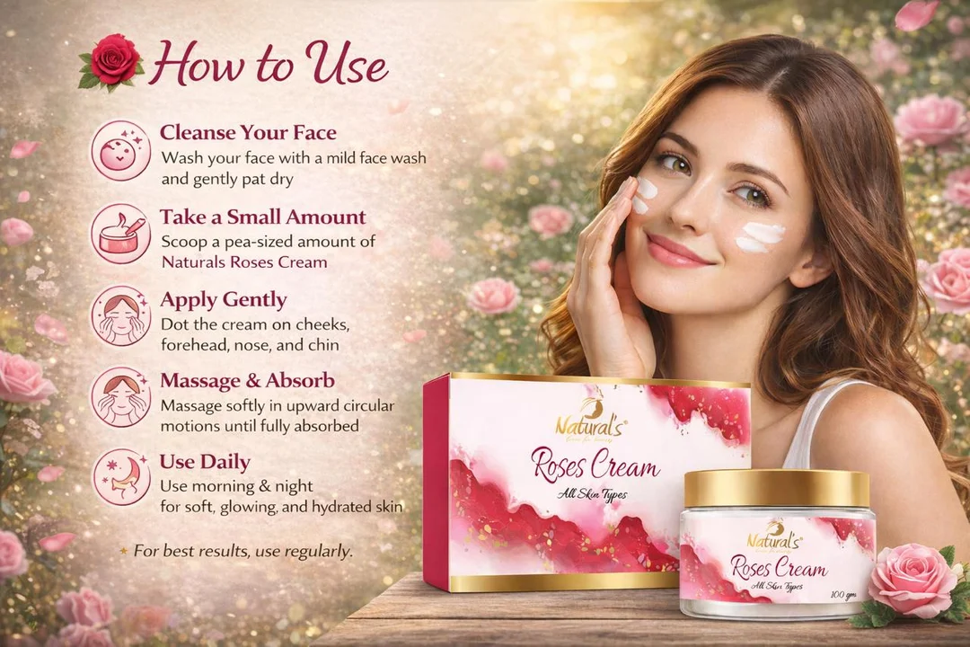 Natural’s Care For Beauty Rose Cream 100GM |Moisturising Skin Cream for All Skin Types, Rose Extract Hydrating Face Cream for Daily Use image 6