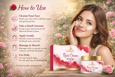 Natural’s Care For Beauty Rose Cream 100GM |Moisturising Skin Cream for All Skin Types, Rose Extract Hydrating Face Cream for Daily Use thumbnail 5