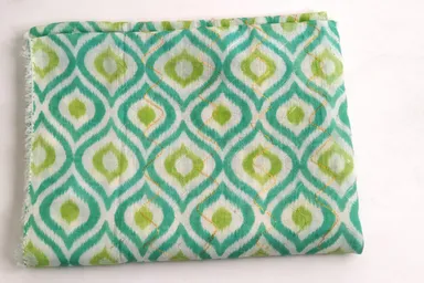 Stylish Green & White Printed Unstitched Blouse Piece 1 Meter | Lightweight Cotton Blend Saree Blouse Fabric for Stitching thumbnail 0