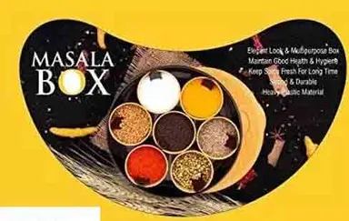 Plastic Masala Box 7 Compartment Spice Container with 7 Spoons | Multicolor Kitchen Spice Box, Rangoli Box, Airtight Kitchen Organiser – Pack of 1 thumbnail 2