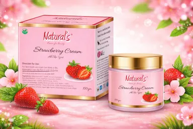 Natural's Care for Beauty Strawberry Cream for Glowing Skin, Moisturising Face and Body Cream, Strawberry Scented Skin Brightening Lotion, 100g |200g, Best for Dry Skin, Daily Use thumbnail 2