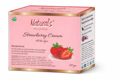 Natural's Care for Beauty Strawberry Cream for Glowing Skin, Moisturising Face and Body Cream, Strawberry Scented Skin Brightening Lotion, 100g |200g, Best for Dry Skin, Daily Use thumbnail 7