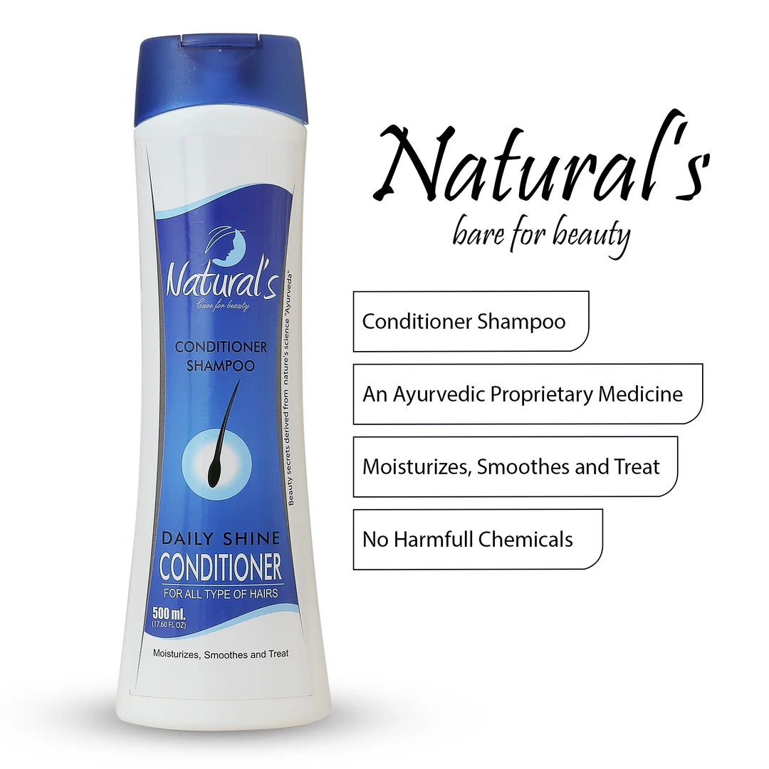 Natural’s Care For Beauty Daily Shine Conditioner Shampoo Pack Of 2 500ml Ayurvedic Herbal Hair Cleanser Deep Nourish Shine & Smooth All Hair Types India image 3