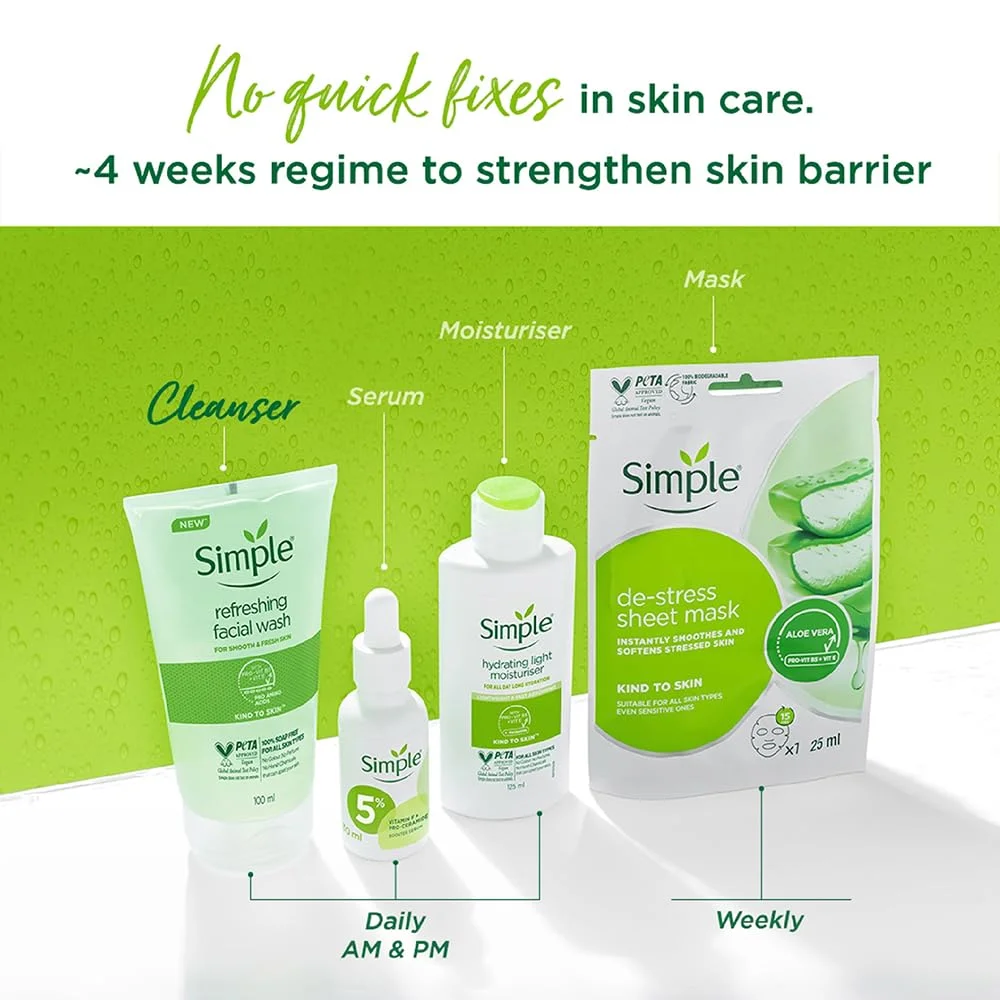 Simple Kind to Skin Refreshing Facial Wash 100 ml – 100% Soap-Free Gel Cleanser with Pro-Vitamin B5 & Vitamin E for All Skin Types (Gentle, Hydrating, Dermatologist Tested) image 6