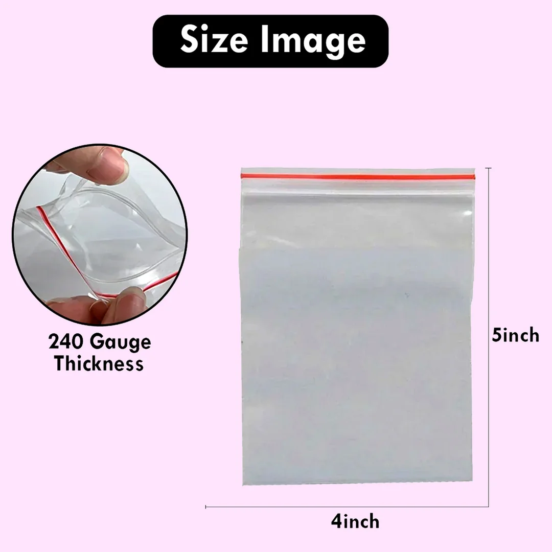 Ziplock Pouch Reusable & Resealable Zipper Bags for Storage | 56 Micron, Food & Non-Food Items |Freezer & Food Safe, Transparent Storage Bags for Jewellery, Small Items & More image 3