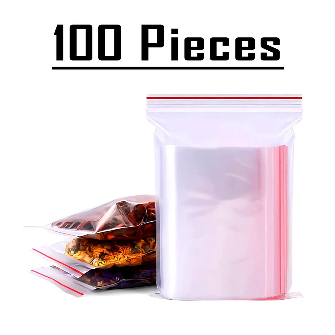 Ziplock Pouch Reusable & Resealable Zipper Bags for Storage | 56 Micron, Food & Non-Food Items |Freezer & Food Safe, Transparent Storage Bags for Jewellery, Small Items & More image 4