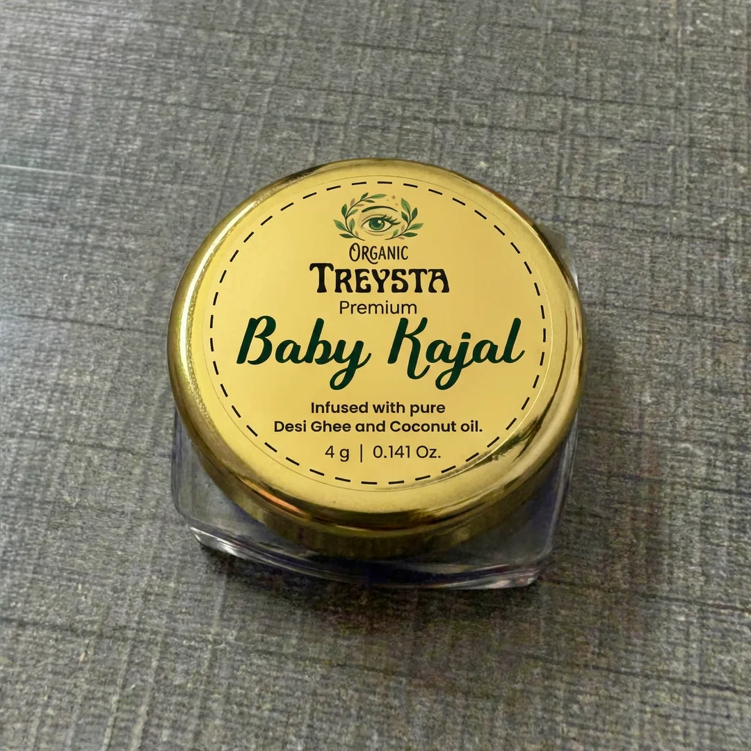 Treysta Premium Baby Kajal 4g with Pure Cow Ghee and Coconut Oil for Infants Smudge Proof Natural Organic Eye Nourishment Kajal for Newborns image 5