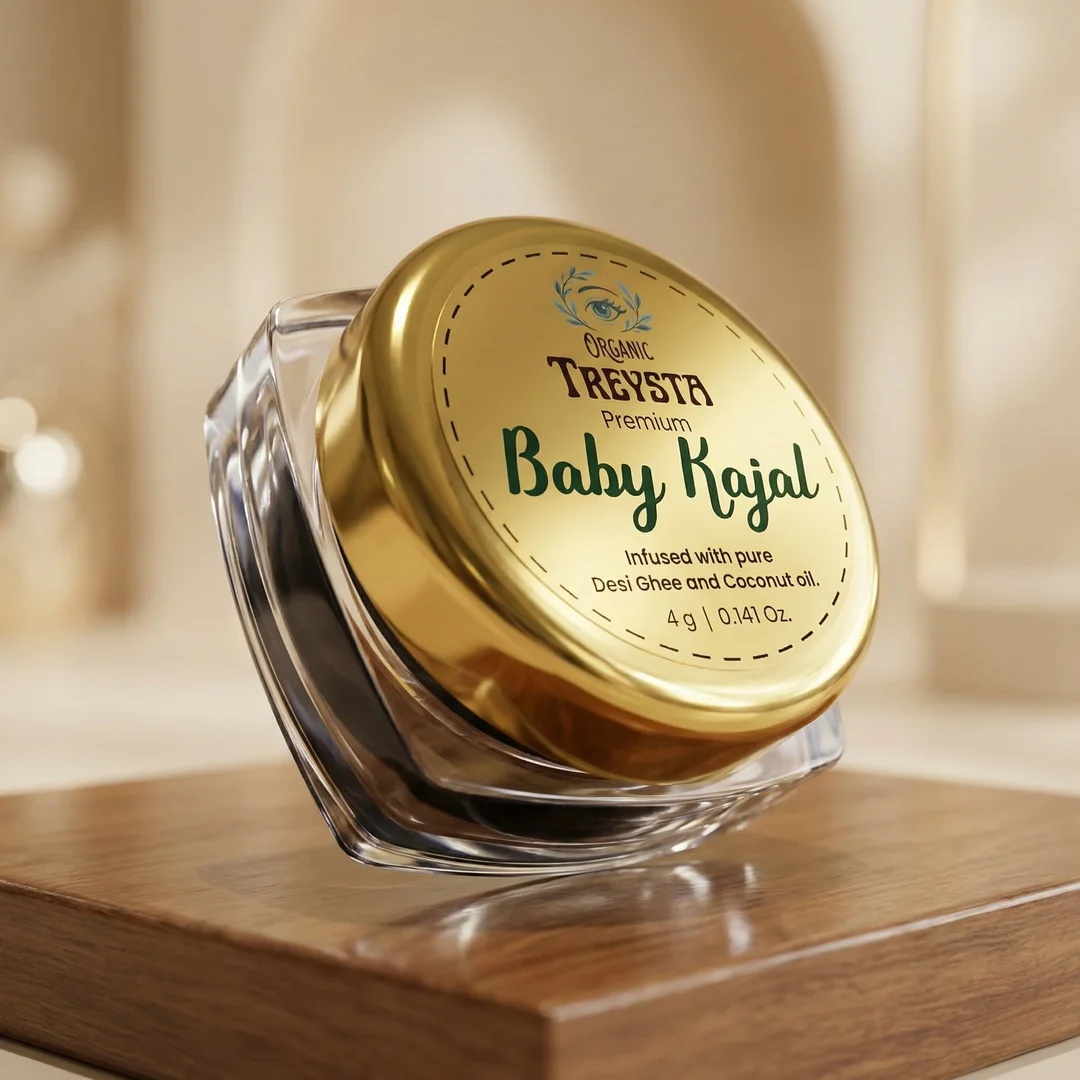 Treysta Premium Baby Kajal 4g with Pure Cow Ghee and Coconut Oil for Infants Smudge Proof Natural Organic Eye Nourishment Kajal for Newborns image 7
