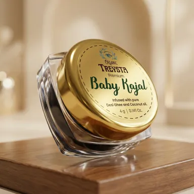 Treysta Premium Baby Kajal 4g with Pure Cow Ghee and Coconut Oil for Infants Smudge Proof Natural Organic Eye Nourishment Kajal for Newborns thumbnail 6