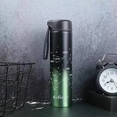 Sairen Zodiac Constellation Stainless Steel Water Bottle 400ml | Vacuum Insulated Hot Cold Flask | Astro Star Sign Design | Leak Proof Travel Sipper Bottle | Midnight Black Matte Finish | Gift for Men Women thumbnail 1