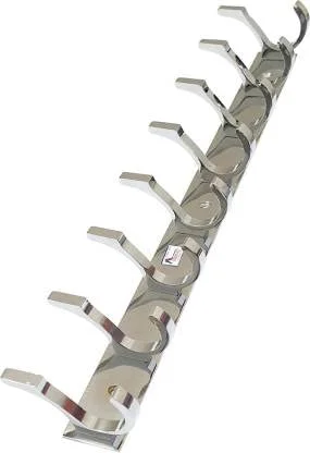 Premium Stainless Steel | Aluminium 8-Pin Wall Door Hooks Hanger with Screws & Grips image 2