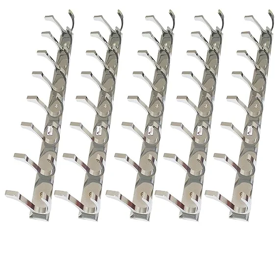 Premium Stainless Steel | Aluminium 8-Pin Wall Door Hooks Hanger with Screws & Grips image 1