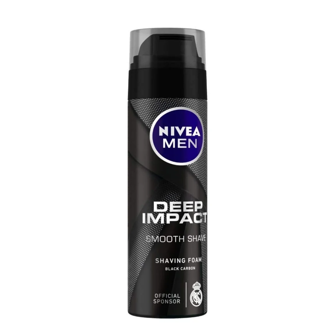 NIVEA MEN Deep Impact Smooth Shave Shaving Foam 200ml – Black Carbon Formula for Comfortable, Close Shaving Experience image 2