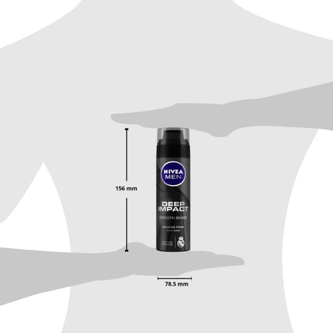 NIVEA MEN Deep Impact Smooth Shave Shaving Foam 200ml – Black Carbon Formula for Comfortable, Close Shaving Experience image 4