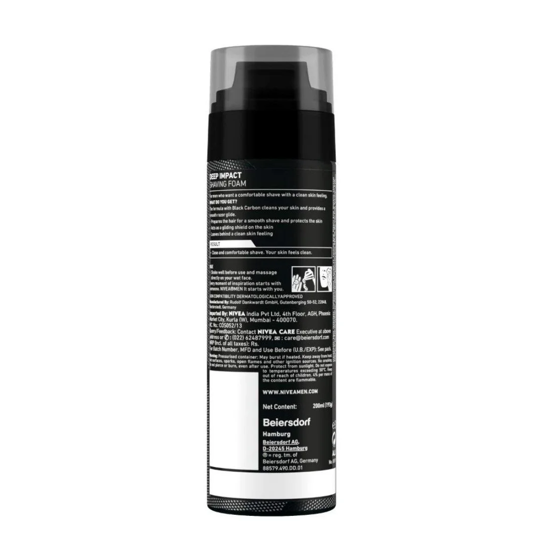 NIVEA MEN Deep Impact Smooth Shave Shaving Foam 200ml – Black Carbon Formula for Comfortable, Close Shaving Experience image 6