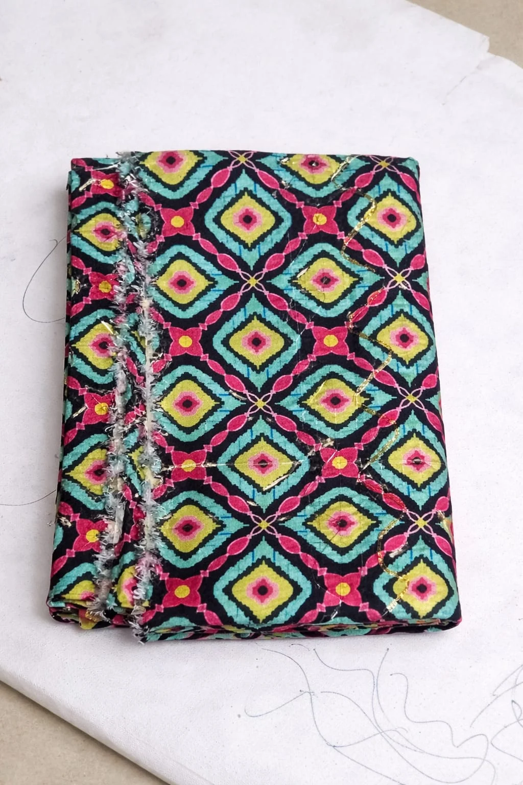 Unstitched Cotton Silk Blouse Piece | 1 Metre | Multicolor Geometric Print | Saree Blouse Material image 2