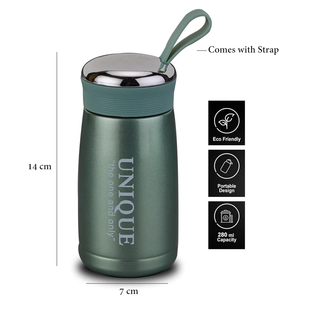 Stainless Steel Vacuum Insulated Water Bottle 350ml Green Leakproof Lid Portable Double Wall Eco Friendly Thermo Flask for Travel Office Kids Hot Cold Drinks image 4