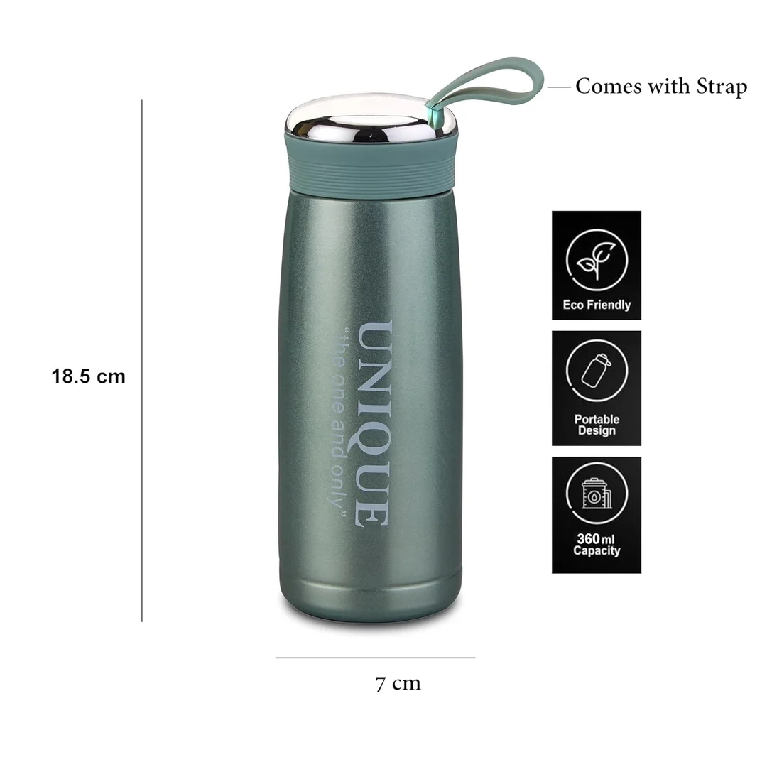 Stainless Steel Vacuum Insulated Water Bottle 350ml Green Leakproof Lid Portable Double Wall Eco Friendly Thermo Flask for Travel Office Kids Hot Cold Drinks image 1