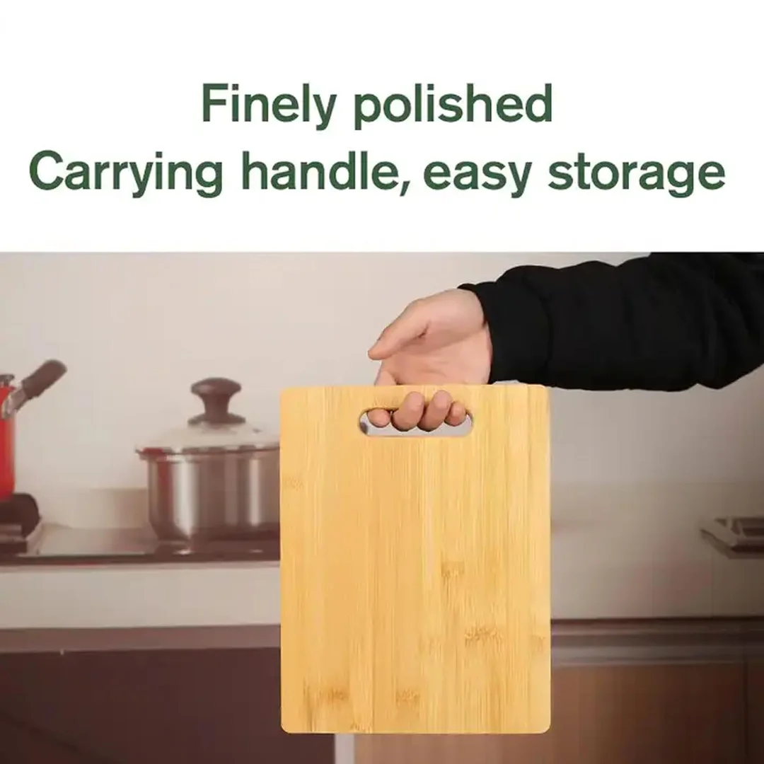 Bamboo Wooden Chopping Board with Wood Handle, Multipurpose Cutting Board for Vegetables, Fruits & Cheese, for Kitchen Use, BPA Free, Eco-Friendly, Anti-Microbial (Pack of 1) image 5