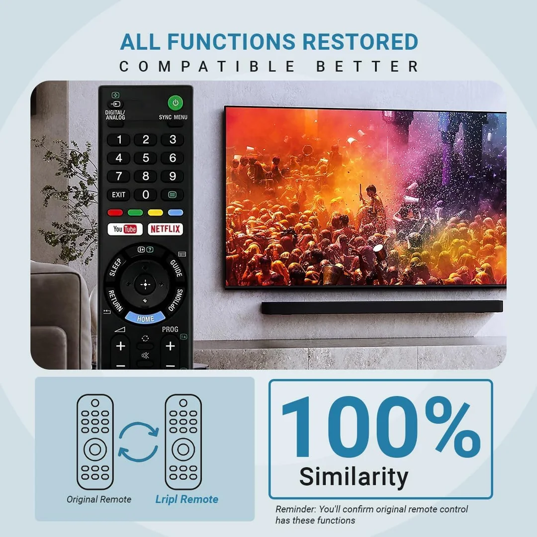 Premium Universal Replacement Remote Control for Sony Bravia Smart TV |Compatible with LCD LED UHD OLED QLED 4K Ultra HD TVs |YouTube Netflix Hotkeys Infrared Remote Black image 2