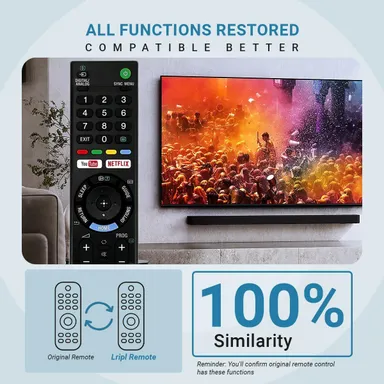 Premium Universal Replacement Remote Control for Sony Bravia Smart TV |Compatible with LCD LED UHD OLED QLED 4K Ultra HD TVs |YouTube Netflix Hotkeys Infrared Remote Black thumbnail 1
