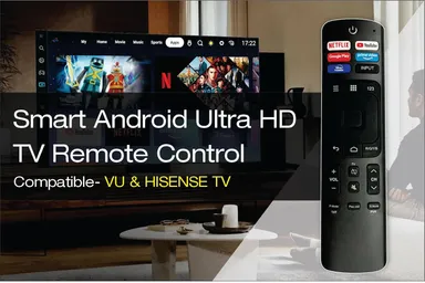 VU Smart 4K Android Ultra HD TV Replacement Remote Control Compatible with Hisense TV ERF3R69H Non‑Voice Netflix YouTube Google Play Key Black thumbnail 2