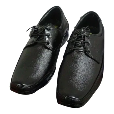 Men Black Genuine Leather Formal Derby Shoes | Soft Square Toe, Lace-Up, Lightweight Cushioned Insole| Waterproof Polishable Finish|Size 8 thumbnail 4
