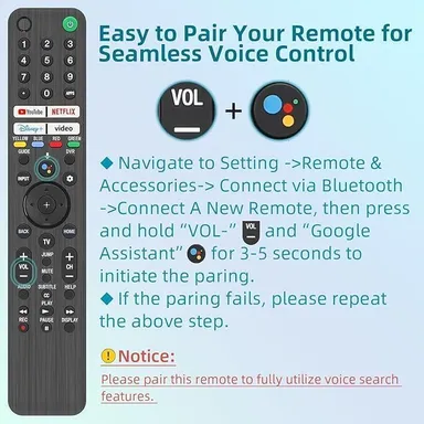 Sony TV Replacement Remote Control for All 2019-2024 Sony & Bravia Smart TVs | Voice Control, XR/XBR Series Compatible, 4K LED OLED Support | Works Perfectly with Google TV thumbnail 1