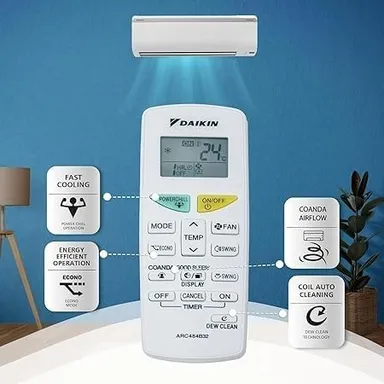 Daikin AC ARC484B32 Compatible Replacement Remote Control with Infrared Dew Clean Function Backlight White High-Range OEM-Fit Remote for Split Inverter AC thumbnail 1