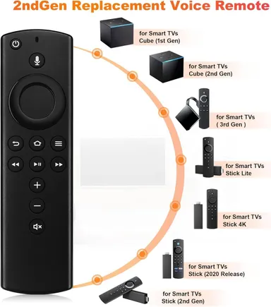 Original Remote Control Compatible with Amazon Voice Fire TV Stick 2nd Generation with Alexa Voice Search Buttons for HD Streaming Media Player thumbnail 1