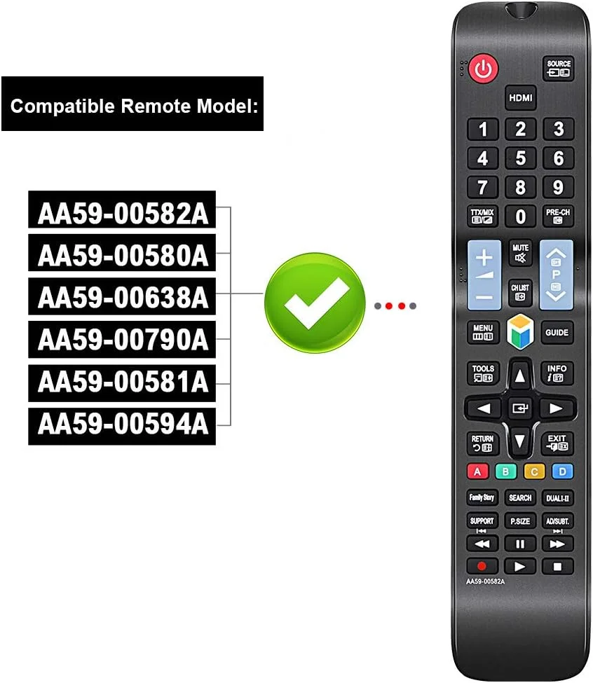 Compatible Replacement Remote Control for Samsung Smart TV TV AA59‑00582A AA59‑00638A AA59‑00790A AA59‑00580A AA59‑00581A AA59‑00594A Infrared Remote for LCD LED HDTV TVs Universal TV Remote India image 3