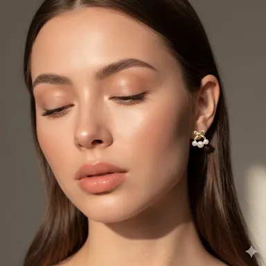 Floral Design Imitation Pearl Drop Earrings for Women Daily Wear Lightweight Fashion Jewellery thumbnail 2
