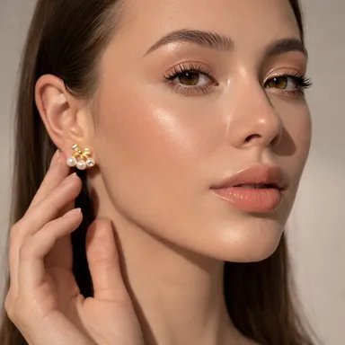 Floral Design Imitation Pearl Drop Earrings for Women Daily Wear Lightweight Fashion Jewellery thumbnail 3