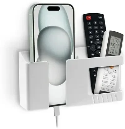 Wall-Mounted Remote & Mobile Holder Organizer Rack for TV, AC, Smartphone, Charger, Multipurpose Storage, Space-Saving Home & Office Use in India image 1