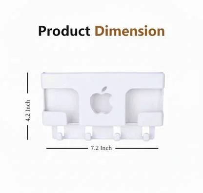 Unique Goods Haven Apple-Shaped No-Drill Wall Mount Mobile Holder in White | Universal Self Adhesive Smartphone Wall Stand for Charging |Storage India image 2