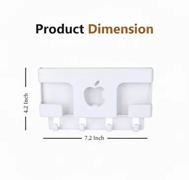 Unique Goods Haven Apple-Shaped No-Drill Wall Mount Mobile Holder in White | Universal Self Adhesive Smartphone Wall Stand for Charging |Storage India thumbnail 1
