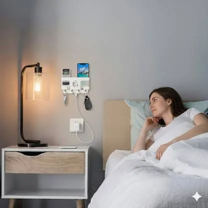 Unique Goods Haven Apple-Shaped No-Drill Wall Mount Mobile Holder in White | Universal Self Adhesive Smartphone Wall Stand for Charging |Storage India image 5
