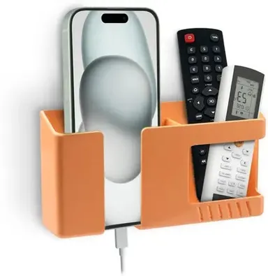 "Wall-Mounted Remote and Smartphone Holder Rack Organizer for TV, Air Conditioner & Mobile Devices – Space-Saving, Durable, Easy-to-Install Storage for Home & Office" thumbnail 0