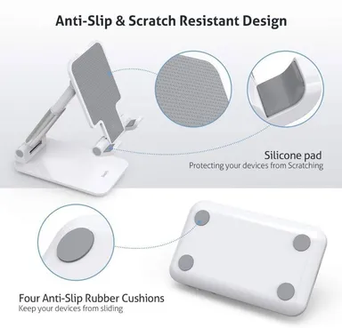 UNIQUE GOODS HAVEN Adjustable Foldable Mobile Phone Stand Holder for Desk & Office | Universal Smartphone Tablet Holder, 360° Rotation, Adjustable Angle, Anti-Slip Stable Base – Best Hands-Free Viewing & Video Calls Stand thumbnail 3