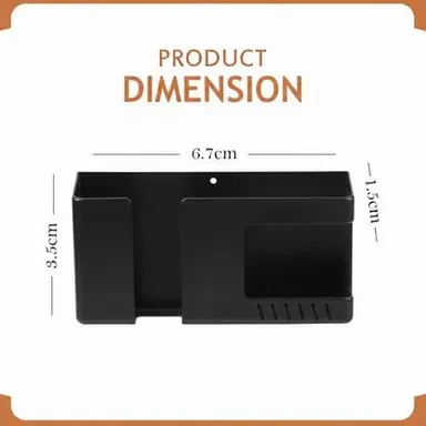Wall Mounted Phone Holder Remote Stand No Drill Self Adhesive Mobile Charging Organizer Black Universal Wall Mount Holder for Smartphones Remotes Key Cable Storage – Space Saving Phone Wall Stand thumbnail 1
