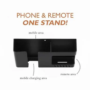Wall Mounted Phone Holder Remote Stand No Drill Self Adhesive Mobile Charging Organizer Black Universal Wall Mount Holder for Smartphones Remotes Key Cable Storage – Space Saving Phone Wall Stand thumbnail 3