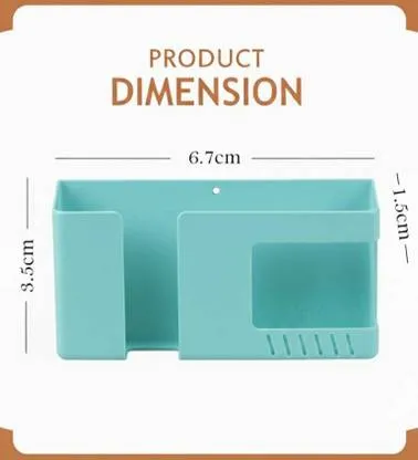 Wall Mounted Phone |Remote Holder Organizer Self Adhesive No Drill Universal Mobile Stand Wall Shelf Space Saving Multi-Purpose Phone Holder for Smartphones TV AC Remotes Chargers Accessories thumbnail 1