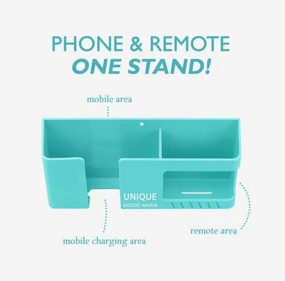 Wall Mounted Phone |Remote Holder Organizer Self Adhesive No Drill Universal Mobile Stand Wall Shelf Space Saving Multi-Purpose Phone Holder for Smartphones TV AC Remotes Chargers Accessories image 4
