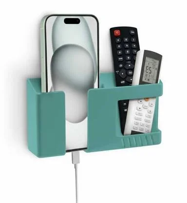 Wall Mounted Phone |Remote Holder Organizer Self Adhesive No Drill Universal Mobile Stand Wall Shelf Space Saving Multi-Purpose Phone Holder for Smartphones TV AC Remotes Chargers Accessories image 1