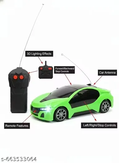 Fast Modern Remote Control Racing Car for Kids Age 4+, 1:20 Scale Electric RC Sports Vehicle with Forward, Backward, Stop Functions, High-Speed Toy Car, Green Plastic Body, LED Lights – Perfect Gift for Boys & Girls thumbnail 2