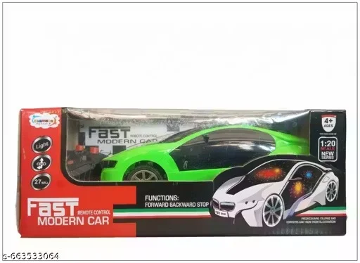 Fast Modern Remote Control Racing Car for Kids Age 4+, 1:20 Scale Electric RC Sports Vehicle with Forward, Backward, Stop Functions, High-Speed Toy Car, Green Plastic Body, LED Lights – Perfect Gift for Boys & Girls image 1