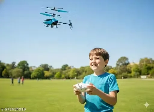 “Remote Control Helicopter Drone for Kids and Adults – Mini RC Flying Toy with USB Rechargeable Battery, Indoor Outdoor Fun, Blue Lightweight Plastic” image 1